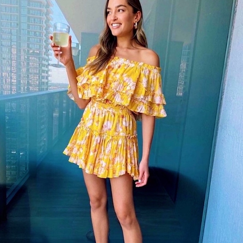 Misa Los Angeles Luella Floral Off-the-Shoulder Ruffle Dress!